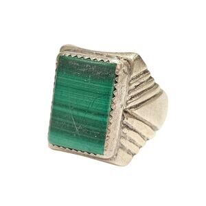 Vintage First American Traders Sterling Malachite Ring